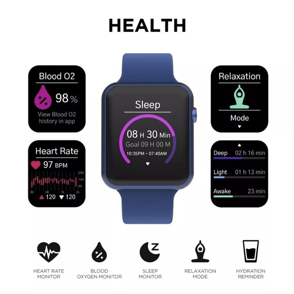 🎁iTouch Air 4 Unisex Blue Silicone Strap Smartwatch 41 mm Fully Charged - Picture 2 of 8